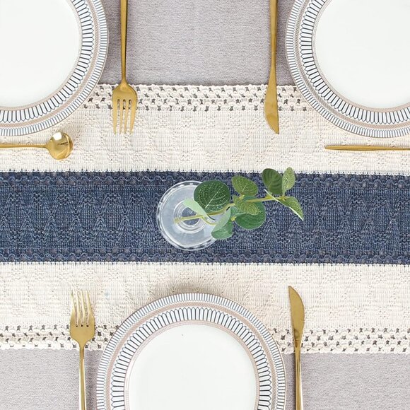 Boho Blue Table Runner 12x72" inches - Picture 3 of 7